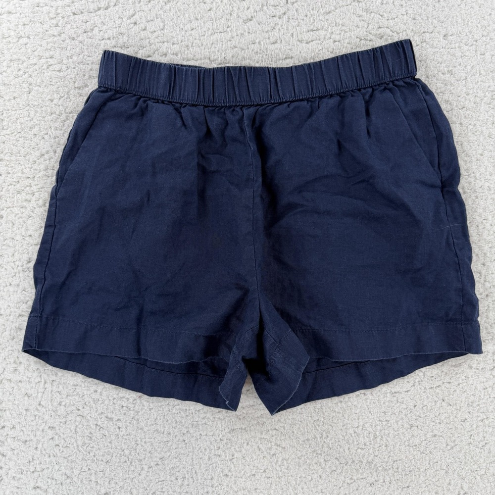 Philosophy Linen Shorts Womens Small Blue 3" Inseam Elastic Waist Pockets
